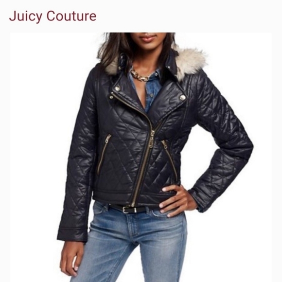Juicy Couture Moto Biker Puffer Jacket - Picture 10 of 12
